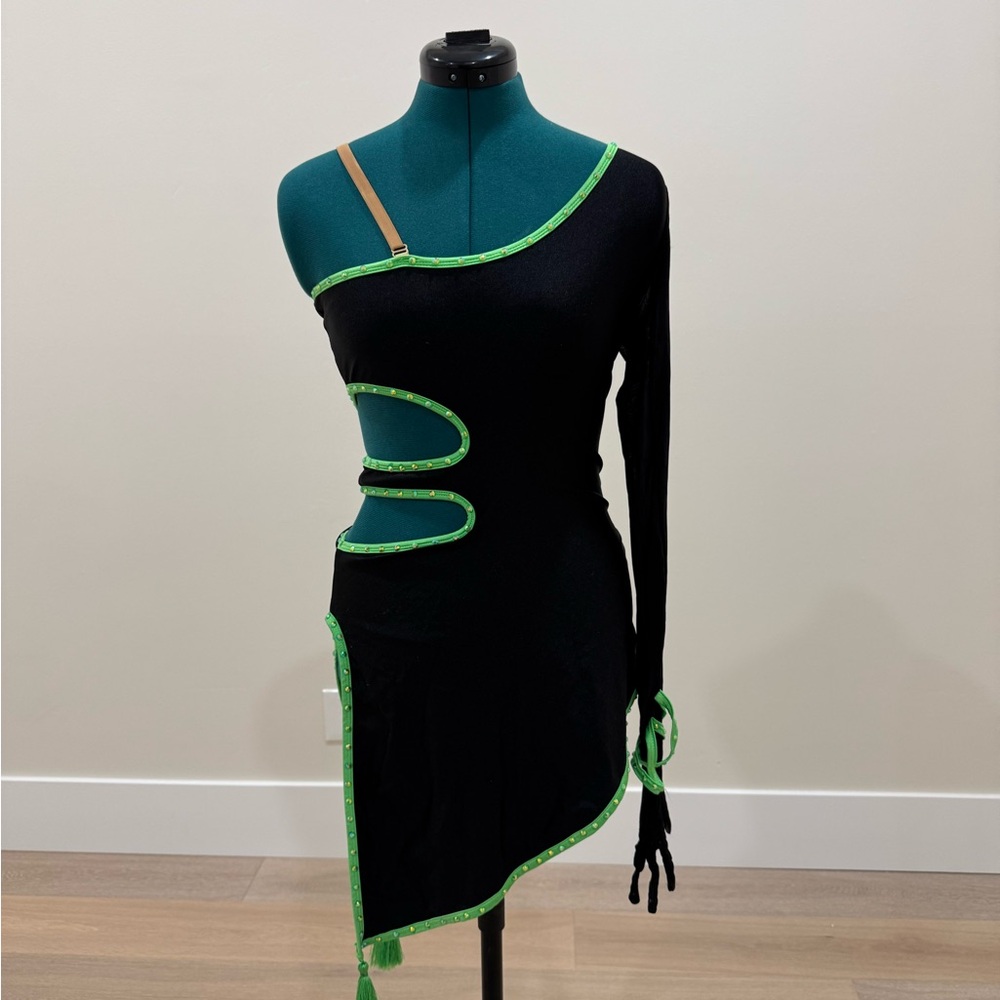Black and Green Asymmetrical ballroom costume